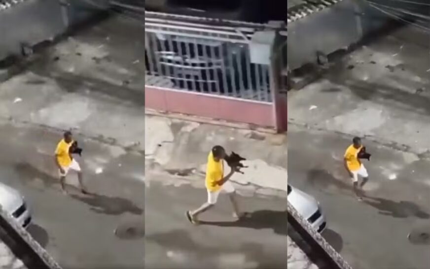 Homem é detido após agredir cachorro