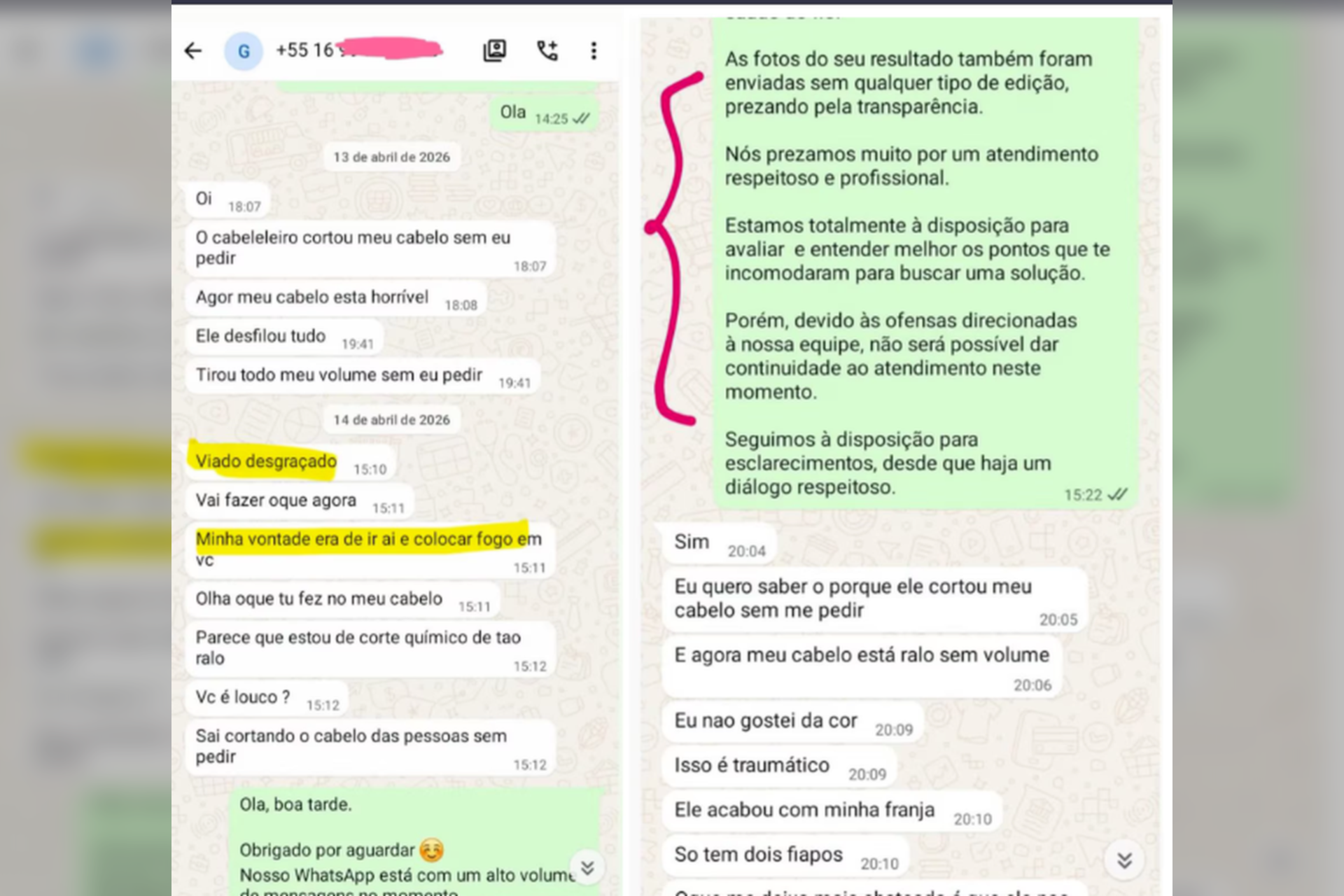 Mensagens com ameaças antecederam ataque contra cabeleireiro em São Paulo