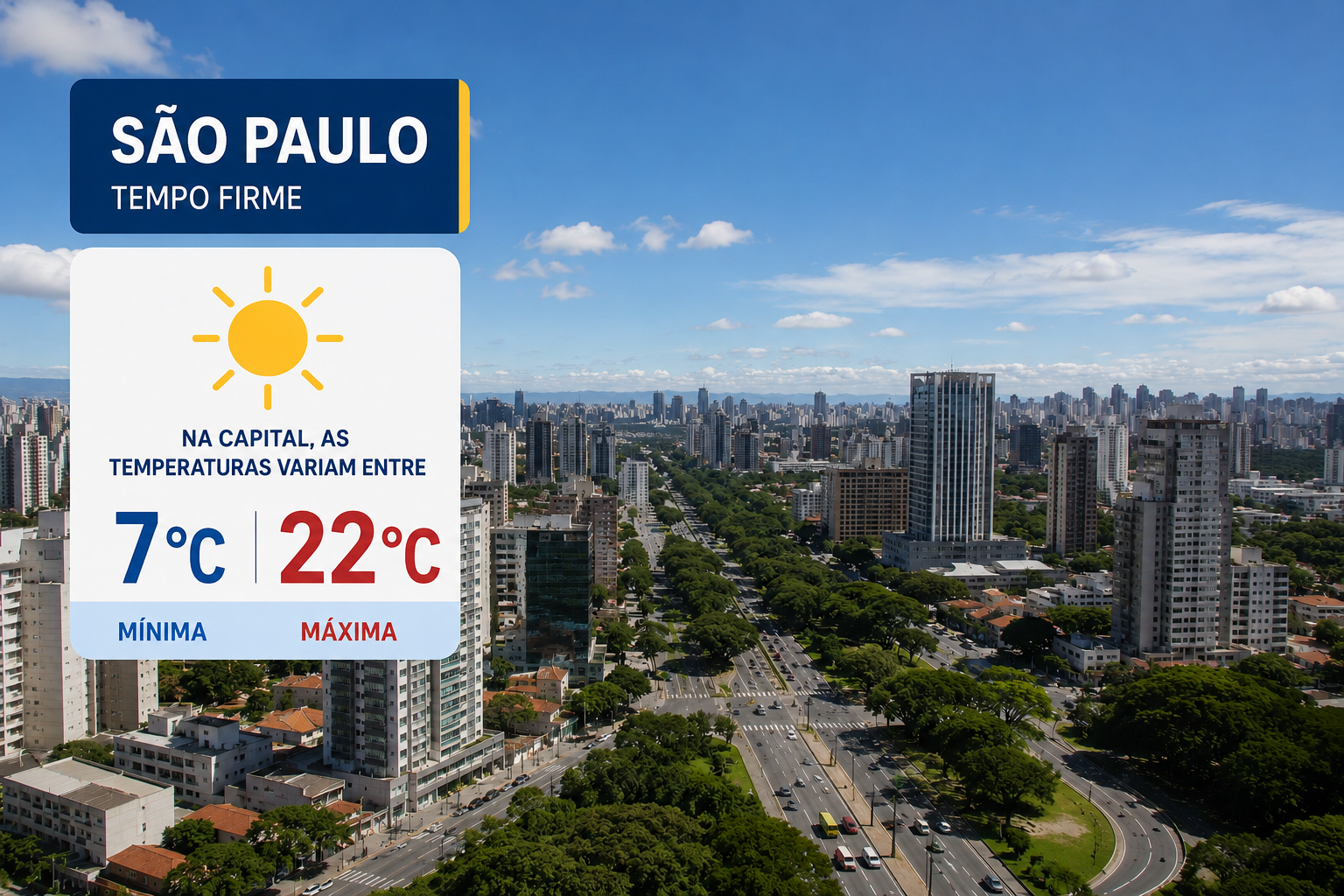 Tempo firme predomina em São Paulo nesta terça-feira